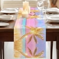 thumbnail image 3 of Golden Palm Tree 108 Inch Table Runner, Rainbow Beach Seaside Farmhouse Dresser Scarf Cotton & Linen Tablerunner for Dining/Kitchen Island/Holiday Party Décor 13" x 108", 3 of 9