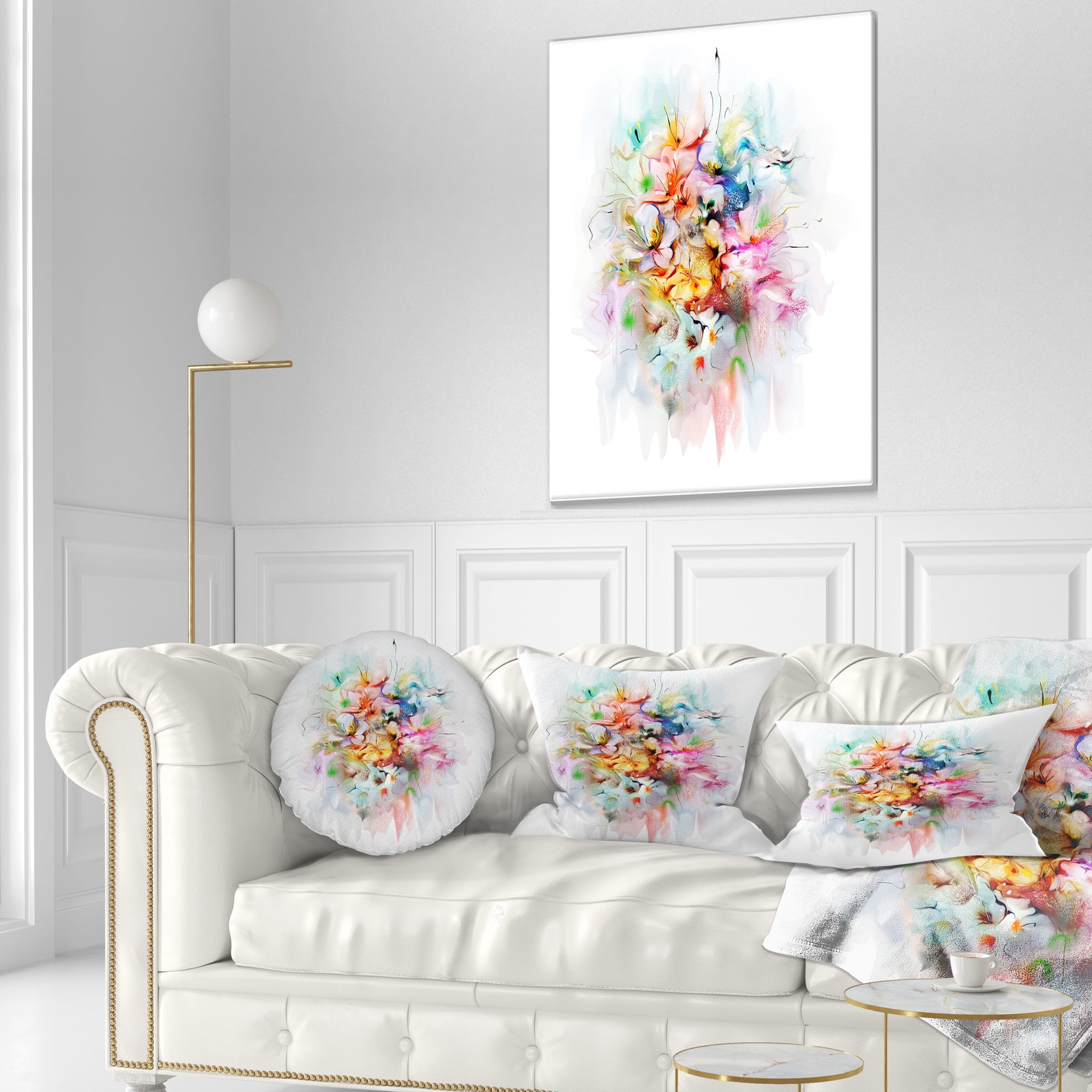 Designart Bunch of Watercolor Flowers - Floral Throw Pillow - 12x20