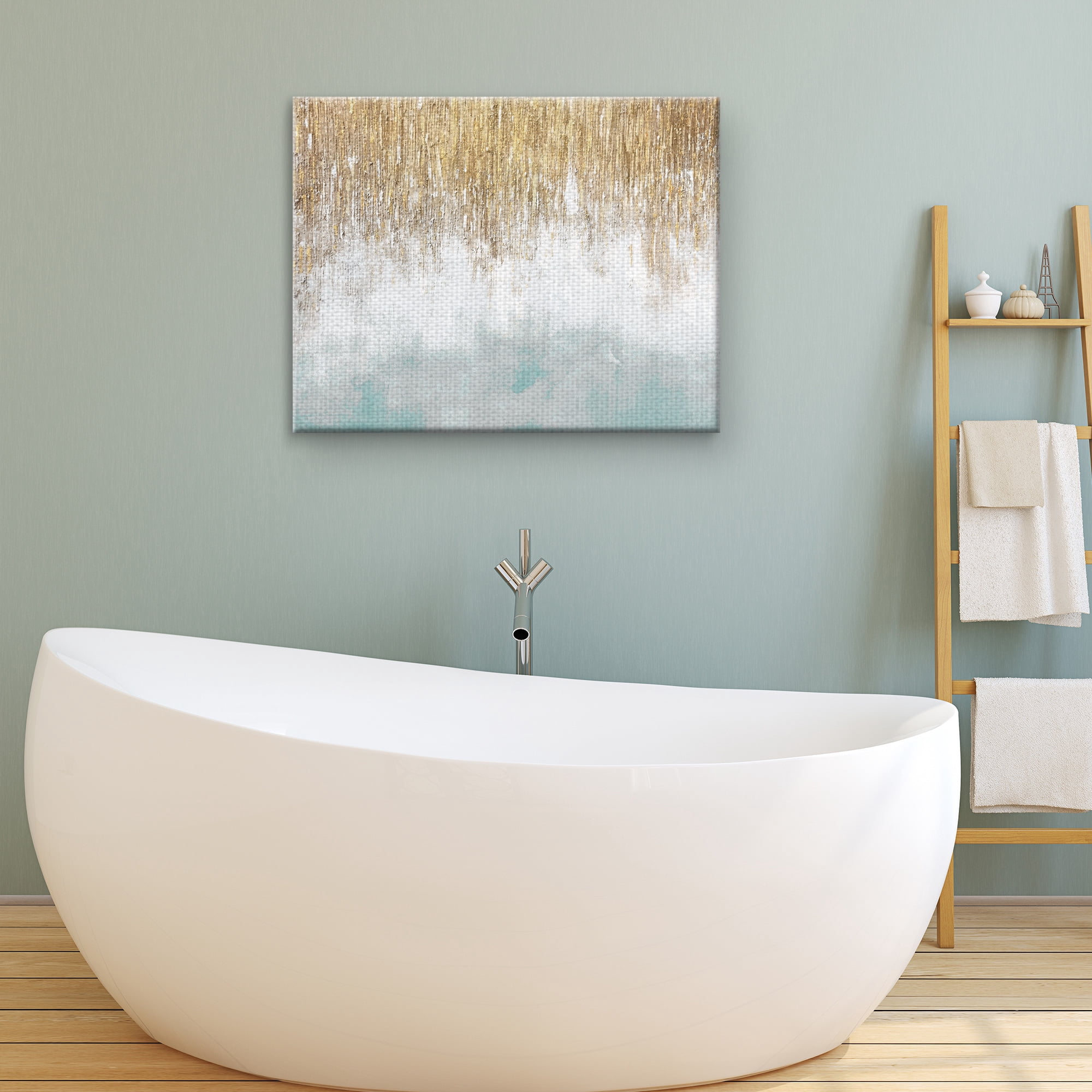 Masterpiece Art Gallery Sage Blue & Gold Shimmer Abstract by Willowbrook Fine Art Canvas Art Print 22" x 28"