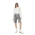 thumbnail image 4 of Lenpel Bermuda Shorts for Women Elastic High Waisted Drawstring Button Front Knee Length Shorts Summer Casual Shorts with Pockets, 4 of 7