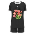 thumbnail image 6 of Levmjia Womens Pajama Set Cotton Short Sleeve Sleepwear Lounge Set Comfortable Breathable 2 Piece Pajamas for Women Soft Loose Fit Nightwear Home Outfit, 6 of 6
