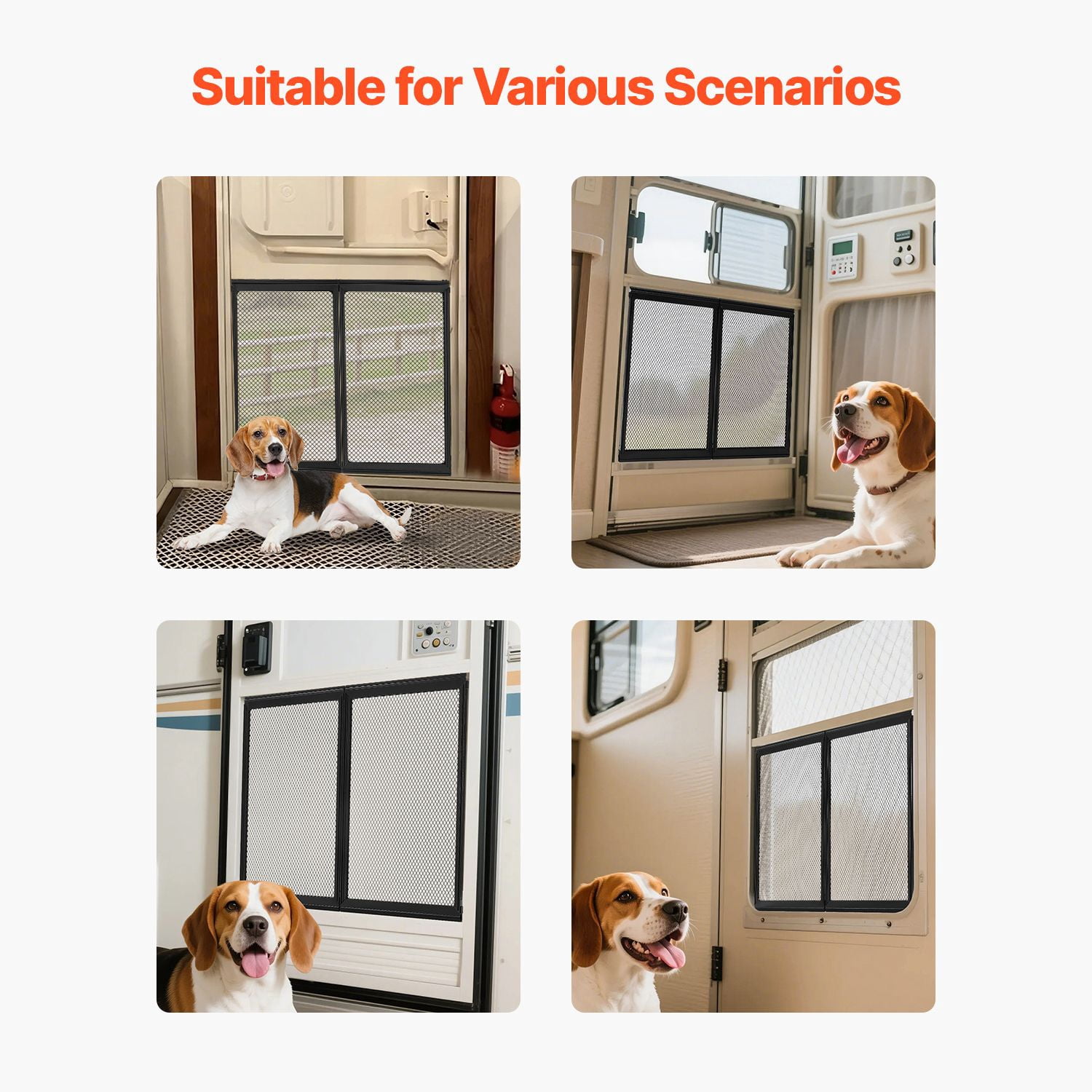 RV Screen Door Protector, 22.5 x 20 inch Door Grille, Easy to Install and Disassemble, Reinforced Breathable Protective Mesh, Aluminum Alloy Camper RV Entry Protector for Pet Protection, Black
