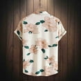 thumbnail image 5 of JLFKNG Mens T-Shirts Short Sleeve Shirts For Men Loose Lapel Printed Contrast Buttons Up Port Style Floral Shirt Top Comfy Summer Clothes, 5 of 9