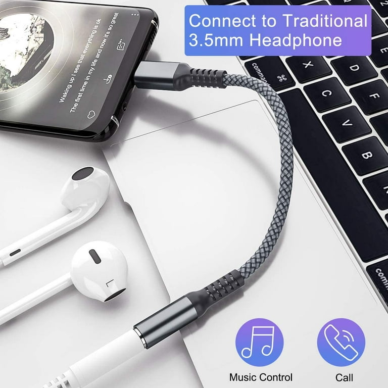 USB C to 3.5mm Adapter,Type C 1/8 Inch Headphone Jack Audio Aux Converter  for Samsung Galaxy A53,S20 S21 S22 Ultra Plus Note 10 20,Google Pixel 5