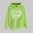 thumbnail image 2 of Women's Casual Heart Print Hoodies Cute Long Sleeve Pullover Hoodie Sweatshirt Tops Valentines Day Gift Pullover for Her(Green,XXL), 2 of 5