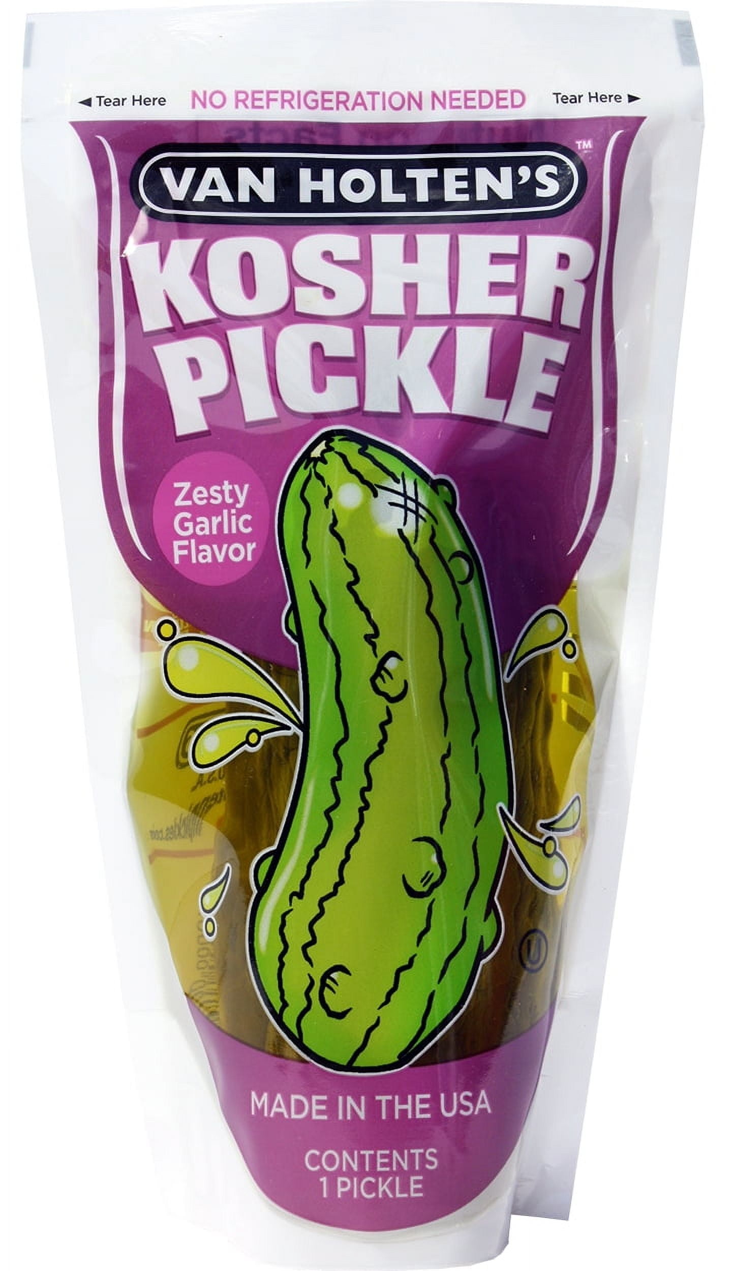 Van Holten's Pickles - Jumbo Kosher Garlic Pickle-In-A-Pouch - 12 Pack