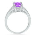 thumbnail image 3 of 2.35 ct Emerald Cut Natural Amethyst Solitaire with Simulated Diamond Accents 14K White Gold Womens Engagement Ring, 3 of 4