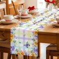 thumbnail image 5 of Spring Wildflowers Cotton Linen Table Runner for Dining Kitchen, Watercolor Floral Leaf Colorful Plaid Wedding Outdoor Party Tablerunners, Dresser Scarf Coffee Tablecloth Runners 13x72 Inches, 5 of 9