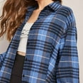 thumbnail image 4 of HAOTAGS Women's Long Sleeve Shirts Button Down Plaid Shirt Blouse Tops Blue Size XL, 4 of 8