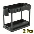 thumbnail image 6 of 2-Tier Pull-Out Kitchen Organizer Set - Under Sink Storage Rack for Spices, Dishes & Utensils, Durable Plastic with Paint Finish, 6 of 14