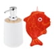 thumbnail image 1 of Dispensador de jabón con toalla, dispensador de loción para lavandería, baño y cocina. pescado rojo blanco, 1 of 9