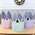 thumbnail image 3 of Easter Tote Bag for Egg , 9.3x6.7" Reusable Easter Basket Candy Bag, Cute Holiday Gift Bag, Easter Decorations Storage Organizer, Easter Gifts Purple, 3 of 5