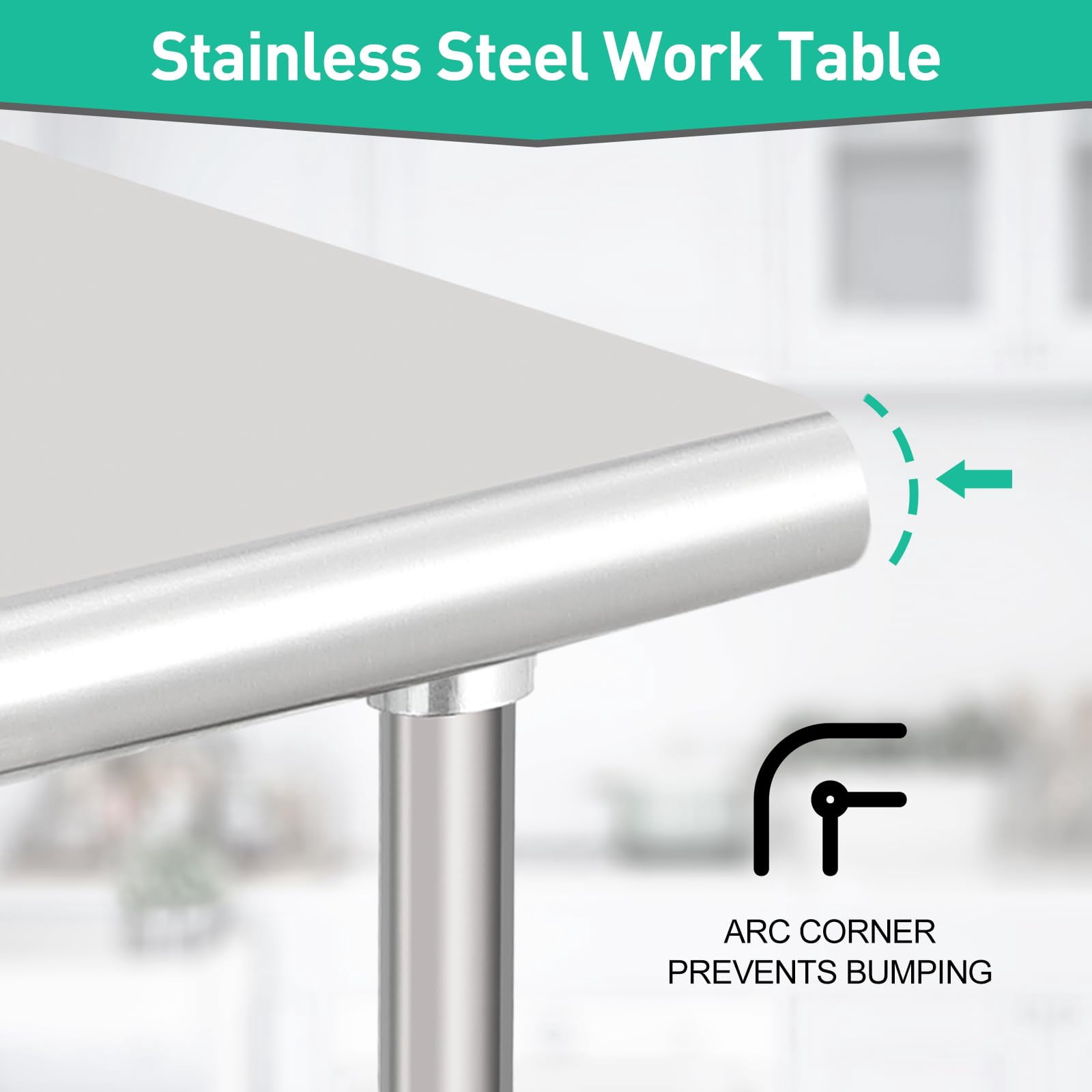 Huisuilinss Stainless Steel Table,Metal Prep & Work Table with Adjustable Undershelf NSF Metal Commercial Kitchen Table for Kitchen, Restaurant, Hotel and Garage Prep Table Work Table
