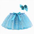 thumbnail image 2 of Godom Girls Sequins Tutu Skirt 2T-11T Layered Stars Tulle Ballet Dance Dress Princess Party Costume,Blue, 2 of 5