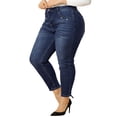 thumbnail image 1 of Unique Bargains Women's Plus Size Mid Rise Stretchy Skinny Jeans Legging, 1 of 6