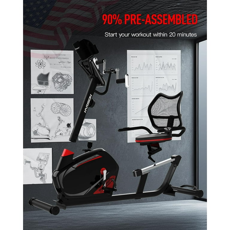 HARISON Magnetic Recumbent Exercise Bike with Arm Exerciser, 400