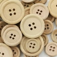 thumbnail image 6 of Huanledash 50 Pcs Mixed Wooden Buttons Natural Color Round 4-Holes Sewing Scrapbooking DIY, 6 of 7