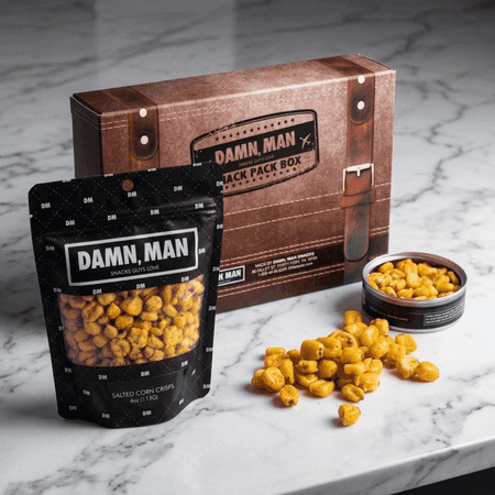 Damn Man Salted Corn Crisps Nut Snack Pack Gift Box – 4 Father s Day Gift for Dad