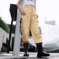 thumbnail image 4 of Pants for Women Womens High Waisted Cargo Pants Pockets Casual Loose Twill Trousers Girls Cute Travel Outfits Women Short Jumpsuits for with Skirt Running with Zipper Pockets Comfortable Brown L, 4 of 4