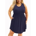 thumbnail image 1 of MODERN GOOSE Robe d'Été Grande Taille pour Femmes Bleu Marine 4X Décontractée Sans Manches Col Rond Fluide Plissée Longueur Genou Plage Bohème Élégante Babydoll avec Poches, 1 of 12
