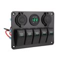 thumbnail image 1 of 5 Gang Switch Panel Rocker Aluminum Alloy IP65 Water Resistant Rocker Switch Panel with Dual USB Cigar Lighter, 1 of 7