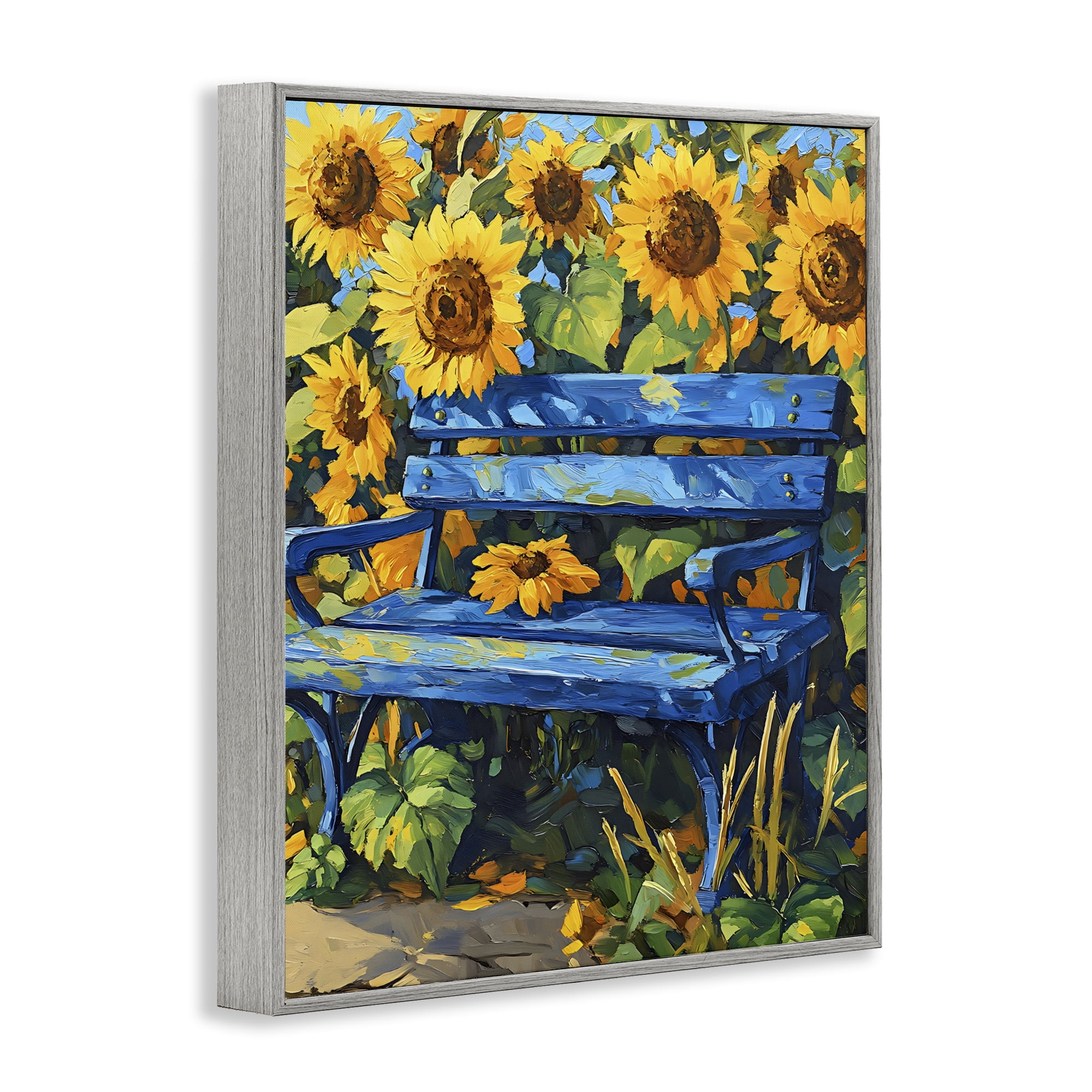 Stupell Industries Bench in Sunflower Field Gray Framed Giclee Art, design by Creative Studio
