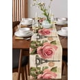 thumbnail image 4 of Pink Spring Floral Table Runner 48 Inches, Vintage Rose Flower Retro Bed Runner Dresser Scarves Tabletop for Indoor Outdoor Parties/Ceremony/Banquet, 13" x 48", 4 of 8