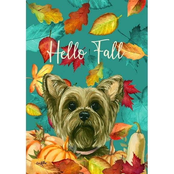 Yorkie - Hippie Hound Studios Fall Garden Flag
