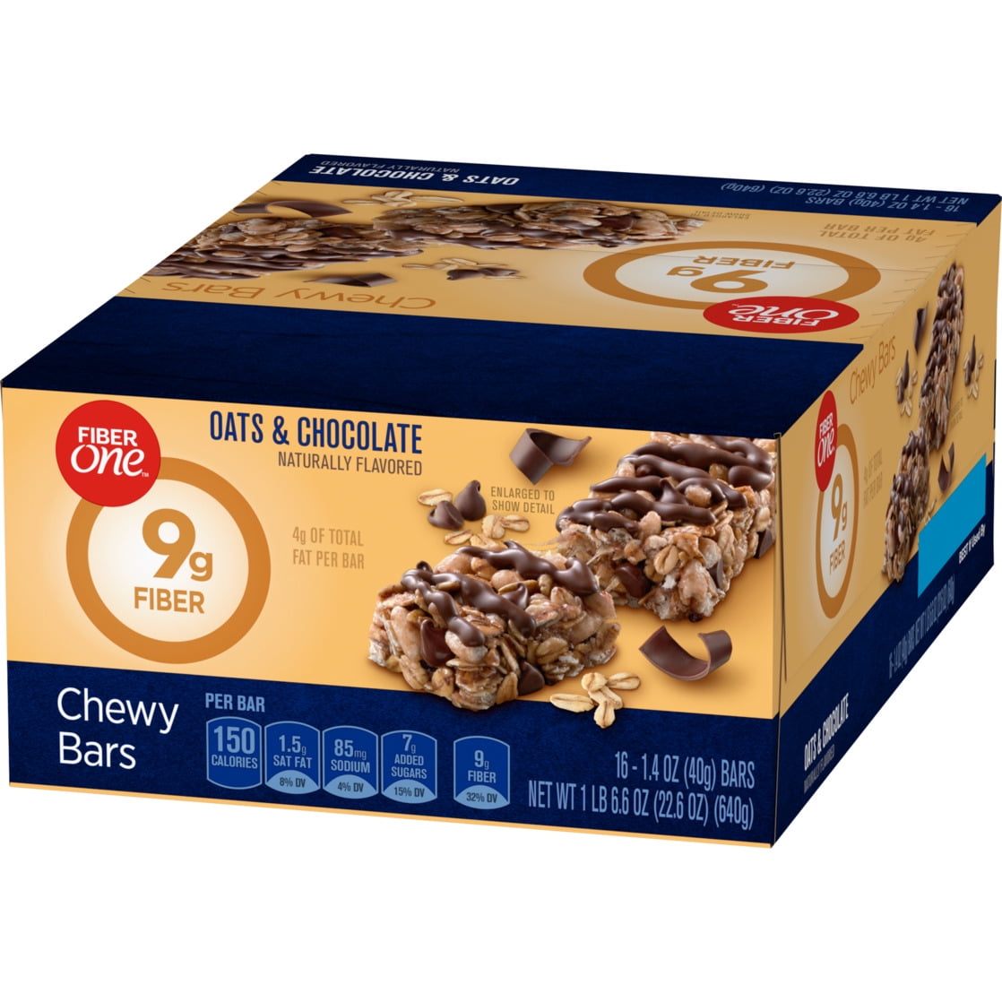 Fiber One Oats & Chocolate Chewy Bars, 16 Count