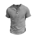 thumbnail image 3 of DIOAZUD Striped Henley Shirts for Men Button Short Sleeve T-Shirts Lightweight Comfy Summer Tshirts for Business Casual White XL, 3 of 7