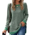 thumbnail image 4 of Tunic Tops to Wear with Leggings Long Sleeve Crew Neck T Shirts Casual Loose Fit Army Green XXL, 4 of 6