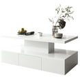 thumbnail image 3 of Modern high-gloss white coffee table – simple and versatile, with a hidden drawer, 3 of 33