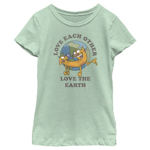 Girl's Catdog Love the Earth Graphic Tee Mint X Small