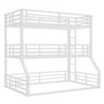thumbnail image 5 of Harper & Bright Designs Triple Metal Bunk Bed with Guardrails, Twin over Twin over Full Heavy-duty Floor Bunk Bed Frame, White, 5 of 11