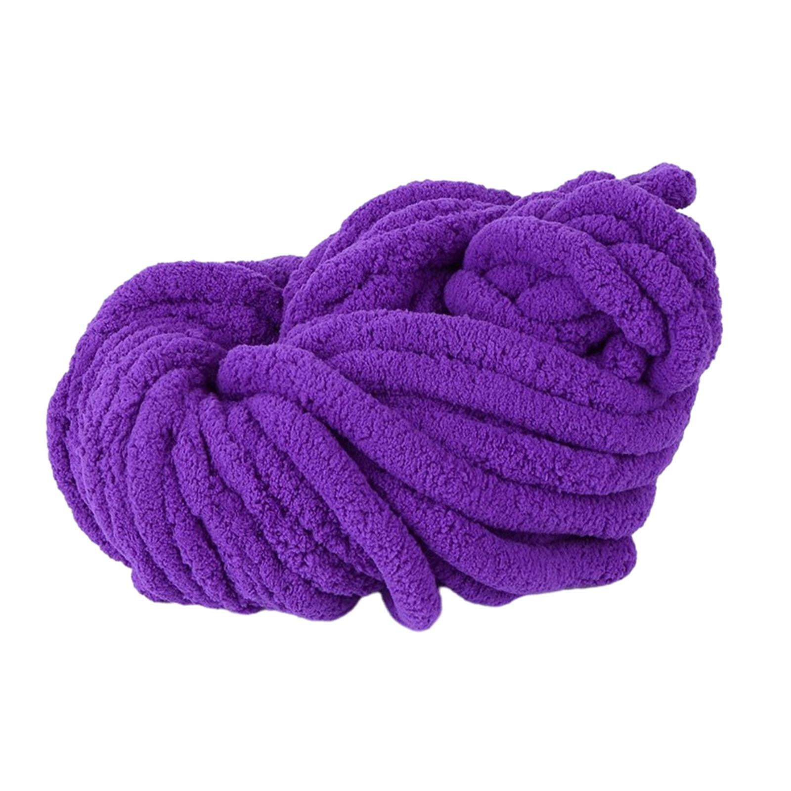 Yunhgft Chunky Chenille Yarn Acrylic Fibers Giant Soft Yarn Jumbo Bulky Yarn for Cushion Violet