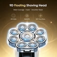 thumbnail image 4 of 9D Head Shavers for Bald Men, Portable Head Shavers with Travel Lock, IPX7 Waterproof Wet Dry Rotary Electric Razor, Unisex 6-in-1 Detachable Grooming Kit, LED Display & Type-C Fast Charging, 4 of 11