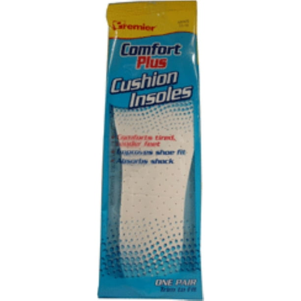 Premier Comfort Plus Cushion Insoles for Men [size 1112] 1 pair (Pack of 2)