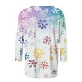 thumbnail image 4 of VKOYWKM Womens Christmas T-Shirts Xmas Snowflake Graphic Tees 3/4 Length Sleeve Women Tops Casual Crew Neck Holiday Tunic Blouses, 4 of 5