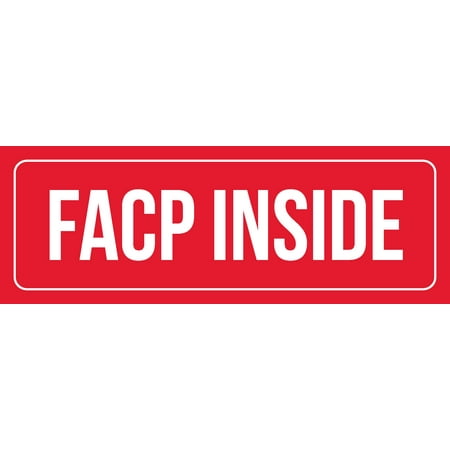 - Red Background With White Font Facp Inside Office Business Retail Outdoor & Indoor Metal Wall Sign, 3x9 Inch