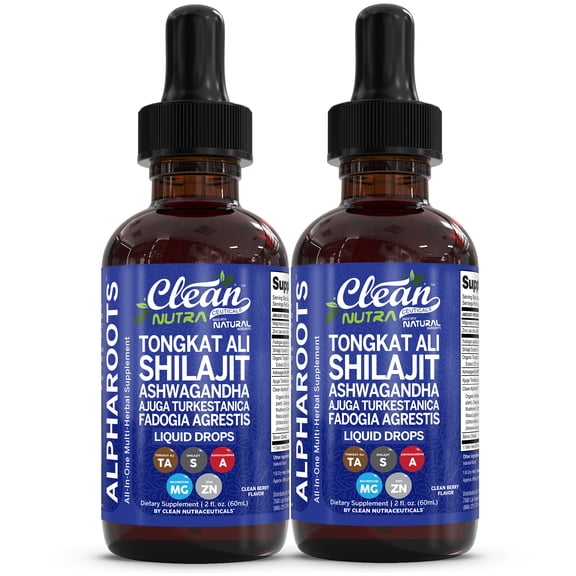 Tongkat Ali Liquid Drops Shilajit, Ashwagandha, Turkesterone, Fadogia Agrestis, Magnesium, Irish Sea Moss, and Zinc Herbal Supplement by Clean Nutra