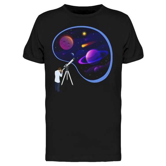 Astronomer Looking Telescope T-Shirt Men -Image by Shutterstock, Male Small