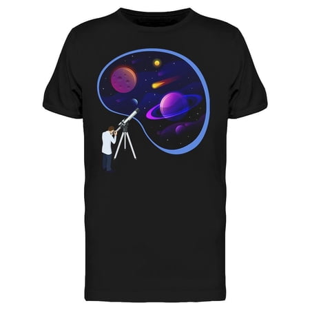Astronomer Looking Telescope T-Shirt Men -Image by Shutterstock Male 3X-Large