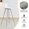 thumbnail image 5 of Clear High Bar Stools Set of 2, Modern Acrylic Counter Stools with Back and Footrest, Upholstered Counter Stools with Silver Metal Legs for Dining Room, Kitchen, Sliver, 5 of 6