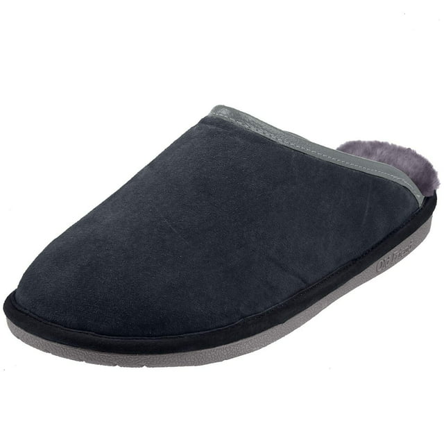 Old Friend Men's Scuff Slipper Black Wide Width - 421216-BLK