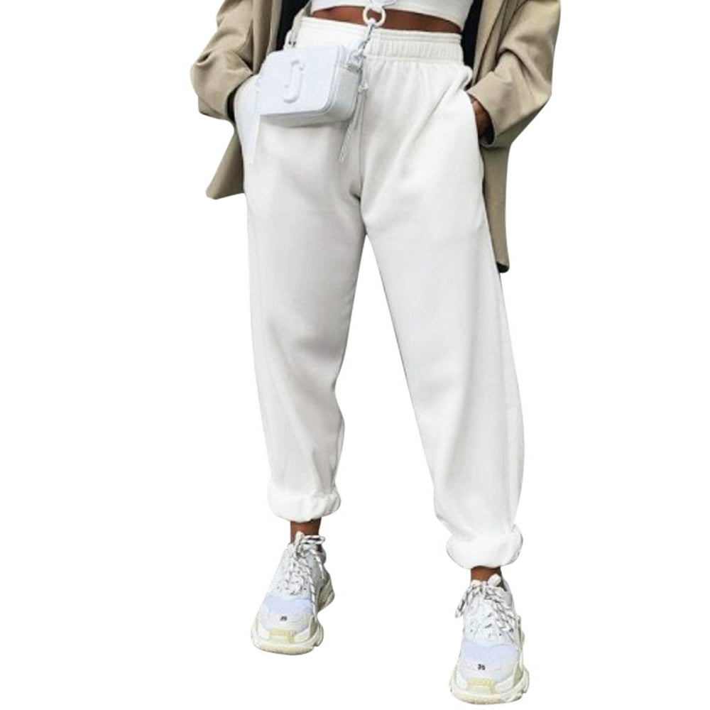 Sexy Dance Cargo Pants for Women Lady Elastic High Waist Jogger Pockets Sweatpants Ladies