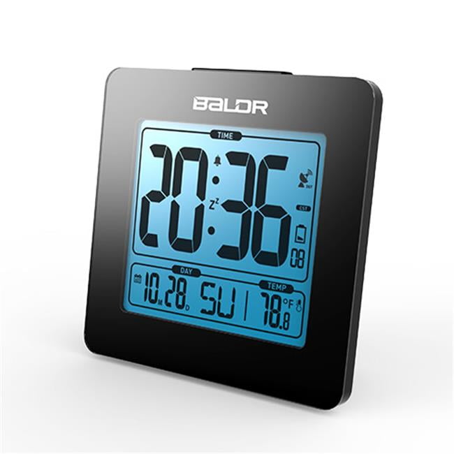 BALDR Atomic Alarm Clock with Time Calendar Function DST Temperature Display Blu 