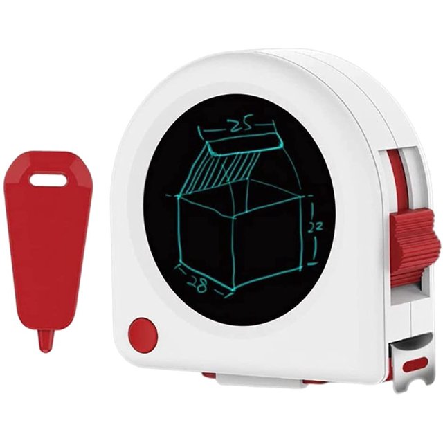 Cinta métrica de 5M Cinta de precisión retráctil de 5M con pantalla LCD para herramientas industriales de medición de mesa Rojo Verde