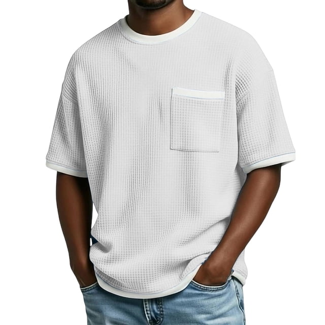 Camiseta Casual de Manga Corta con Cuello Tripulado 100% Fibra de Poliéster, Lavable en Máquina, Versátil para el Uso Diario