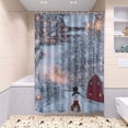thumbnail image 6 of 4-Piece Bathroom Set with Waterproof Shower Curtain with Non-Slip Bath Mat, U-Shaped Mat & Toilet Lid Cover House and Snowman, 6 of 8