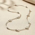thumbnail image 5 of Tilo Jewelry Solid 925 Sterling Silver Diamond-Cut Oval-Shaped Beaded Station Chain Necklace with Secure Lobster Lock | 20 Inch | Everyday Necklace for Women, Men, Unisex, 5 of 12